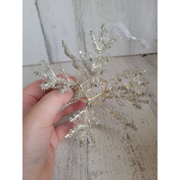 Vintage unique Snowflake beaded ornament Xmas - Picture 2 of 7